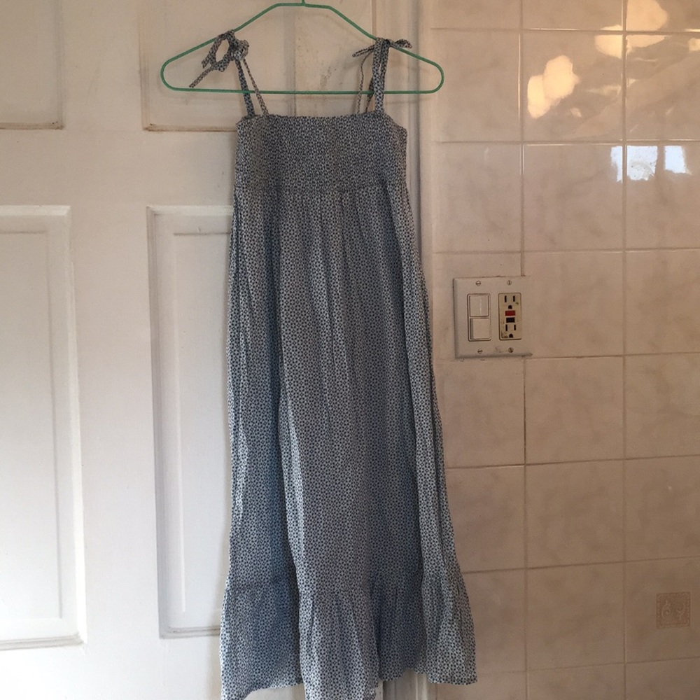 Antik Batik Light Blue Floral Tie-Shoulder Maxi Dress in size 8